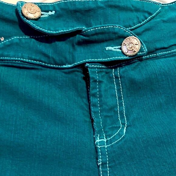 Capellini Women’s Turquoise Stretch Crop Pant Size 7 - Picture 2 of 12